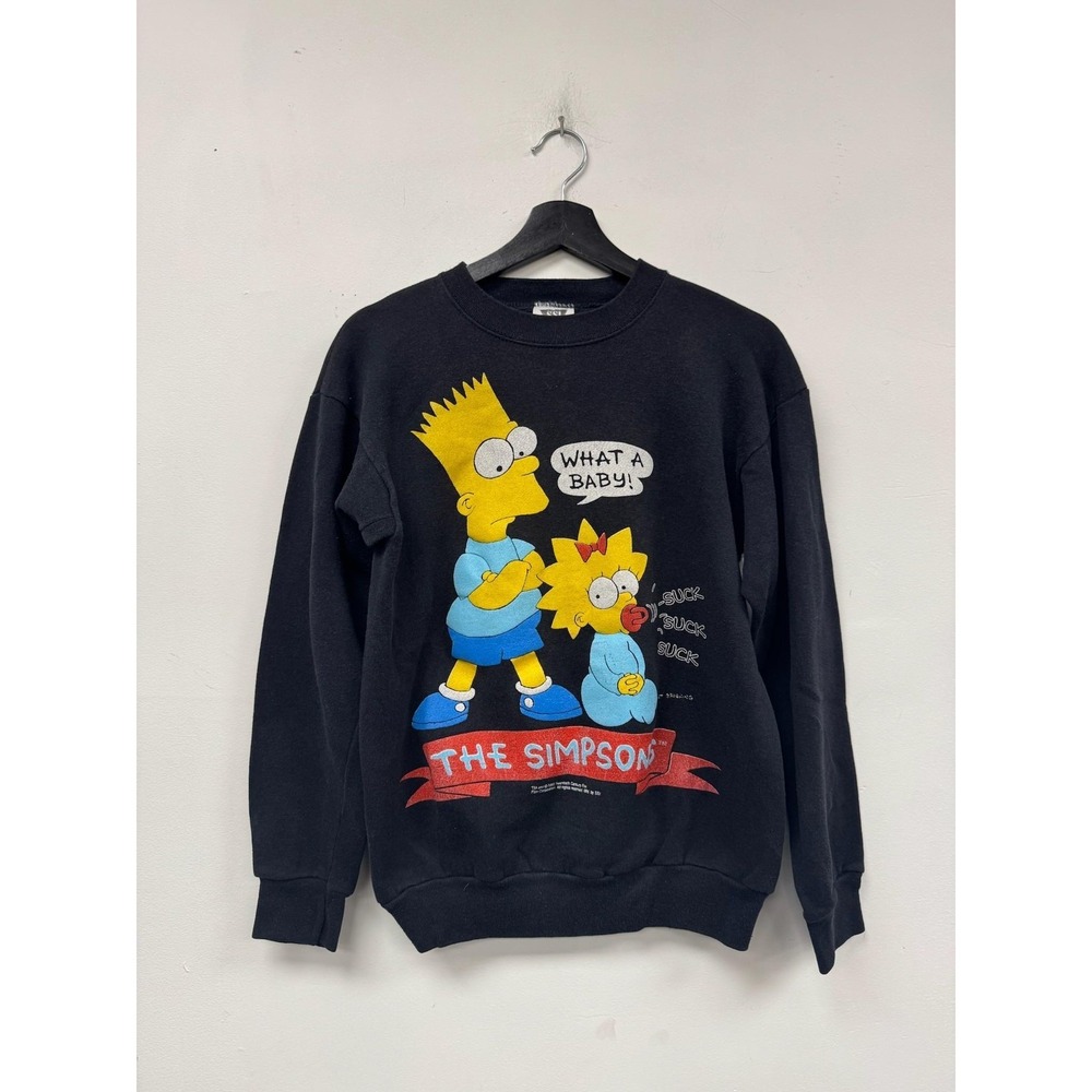 Vintage The Simpsons Sweatshirt Mens Small Black Bart Maggie SSI 90s Fleece